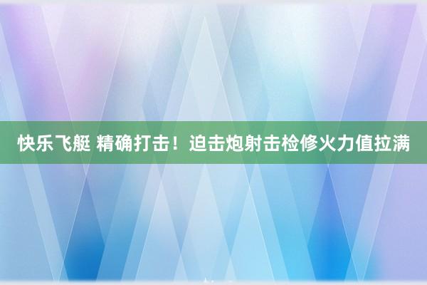 快乐飞艇 精确打击！迫击炮射击检修火力值拉满